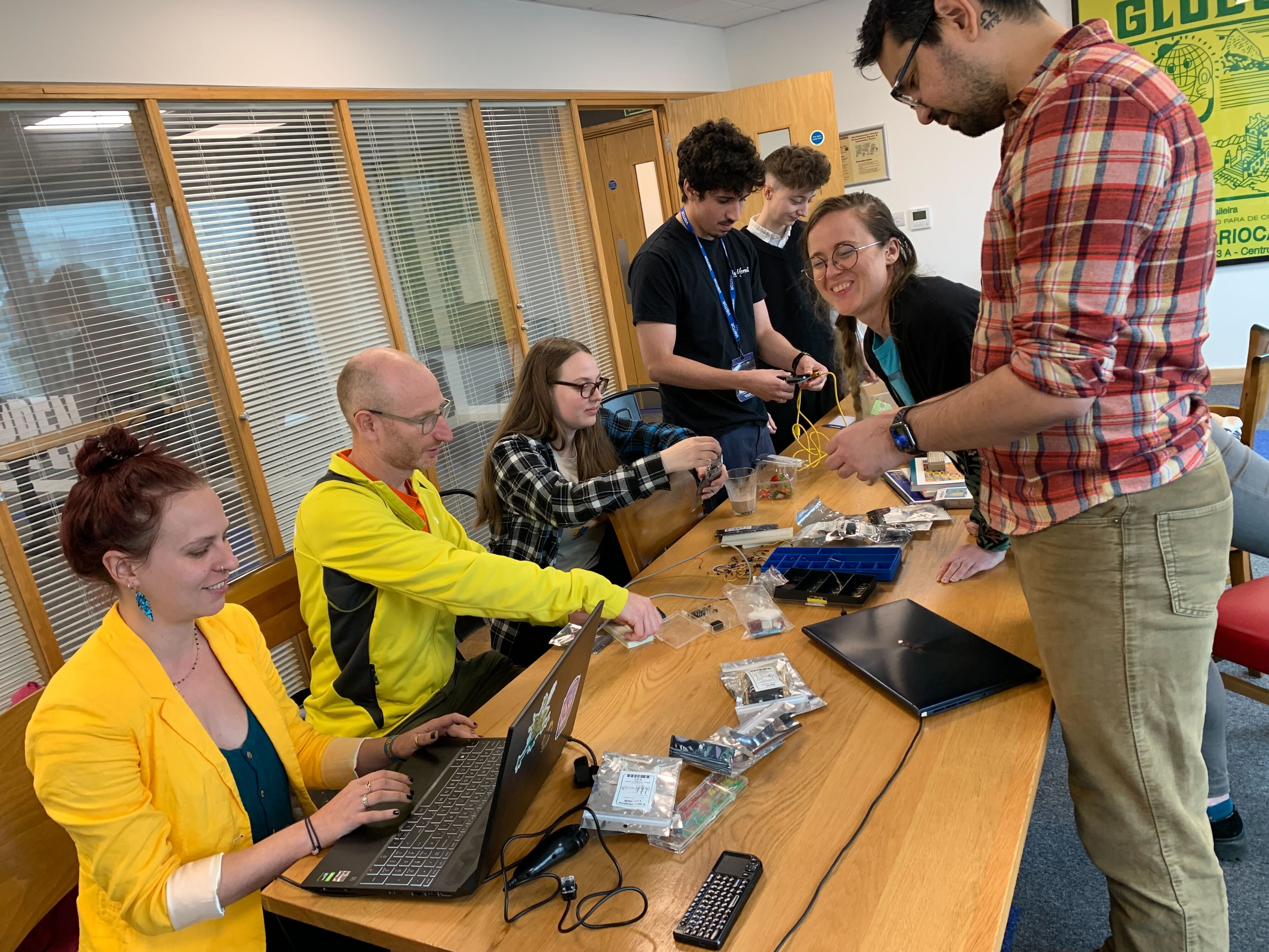 The group playing with Arduinos.